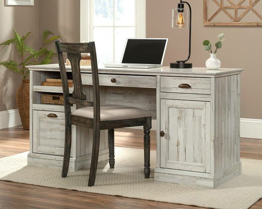 Desks * | Clearance Sale Home Office Executive Desk In White Plank Sauder 433357