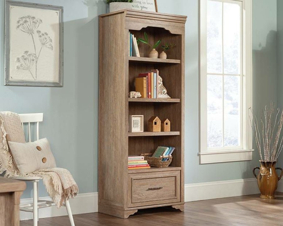 Bookcases & Shelves * | New Rollingwood Bookcase With Drawer In Brushed Oak Sauder 431440