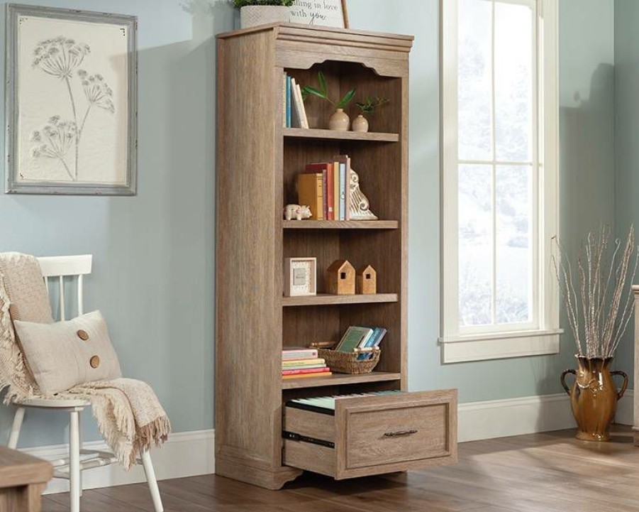 Bookcases & Shelves * | New Rollingwood Bookcase With Drawer In Brushed Oak Sauder 431440