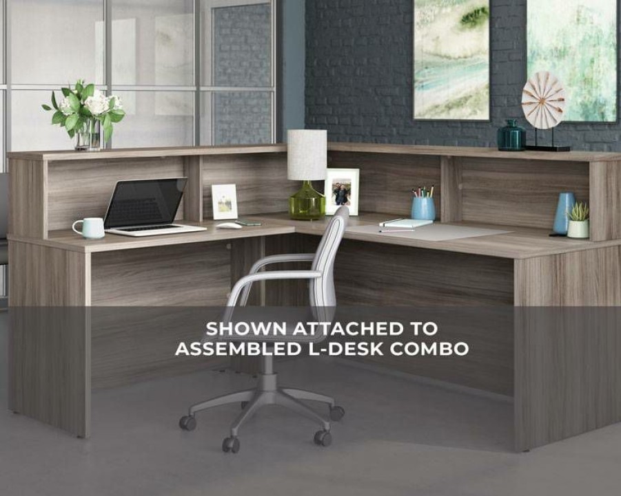 Desks * | High Quality Affirm Reception Desktop Hutch In Hudson Elm Sauder 427455