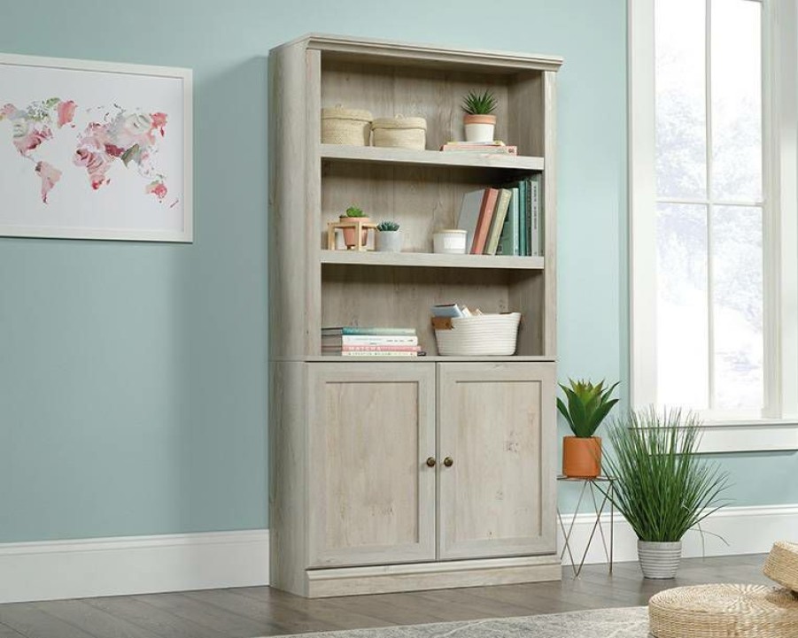 Bookcases & Shelves * | Outlet Sale 5 Shelf Bookcase W/ Doors In Chalked Chestnut Sauder 426310