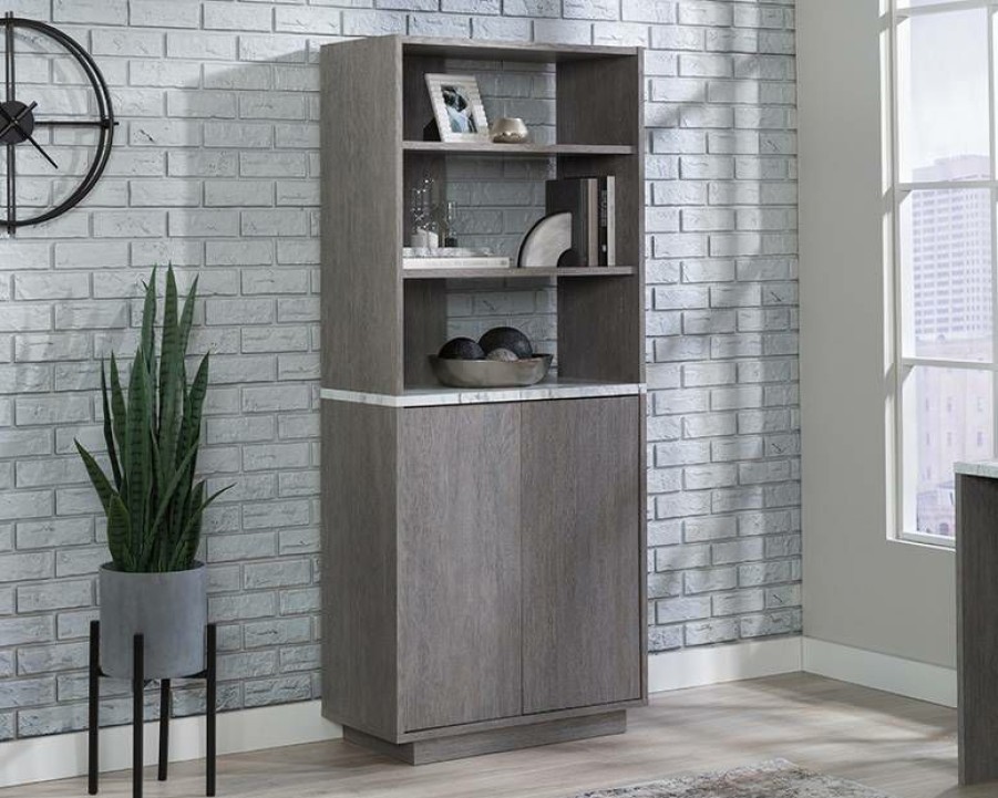 Bookcases & Shelves * | Hot Selling East Rock 5-Shelf Bookcase With Doors In Ashen Oak Sauder 431611