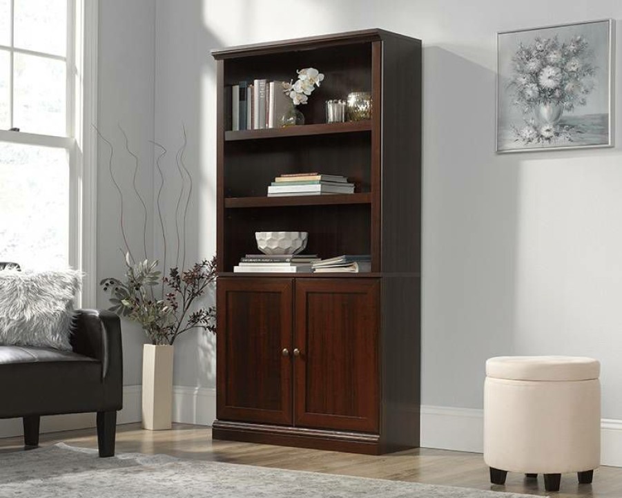 Bookcases & Shelves * | Popular 5 Shelf Bookcase W/ Doors In Cherry Sauder 426415