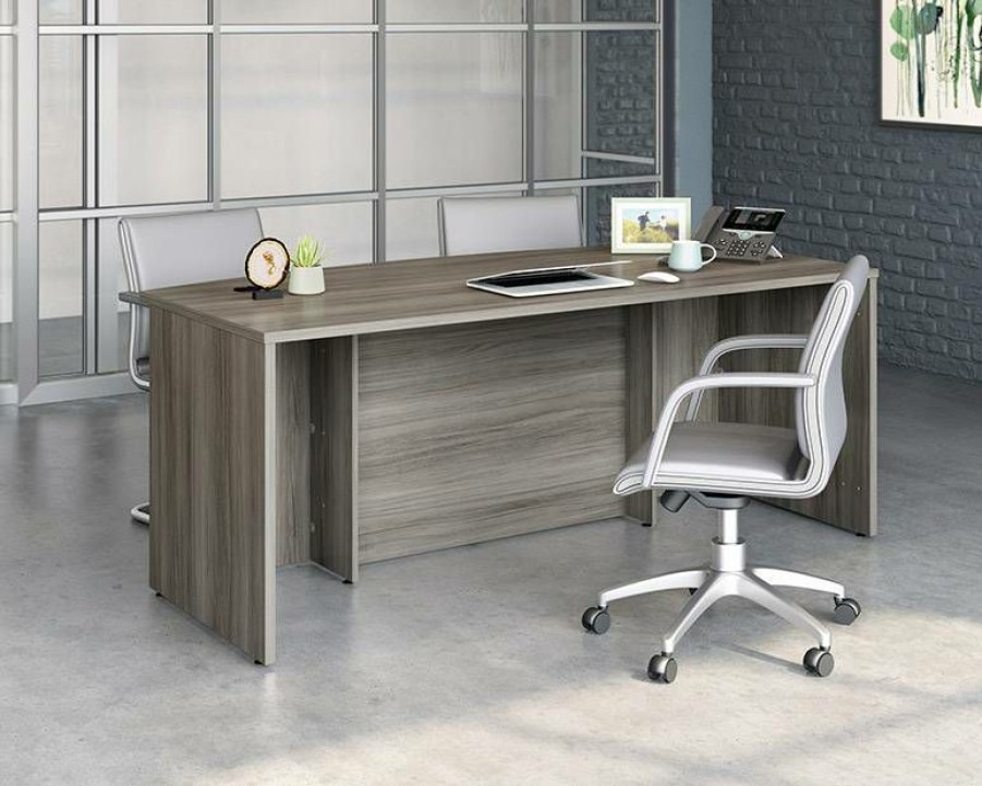 Desks * | Quick Delivery 72 Bowfront Executive Desk In Hudson Elm Sauder 427468