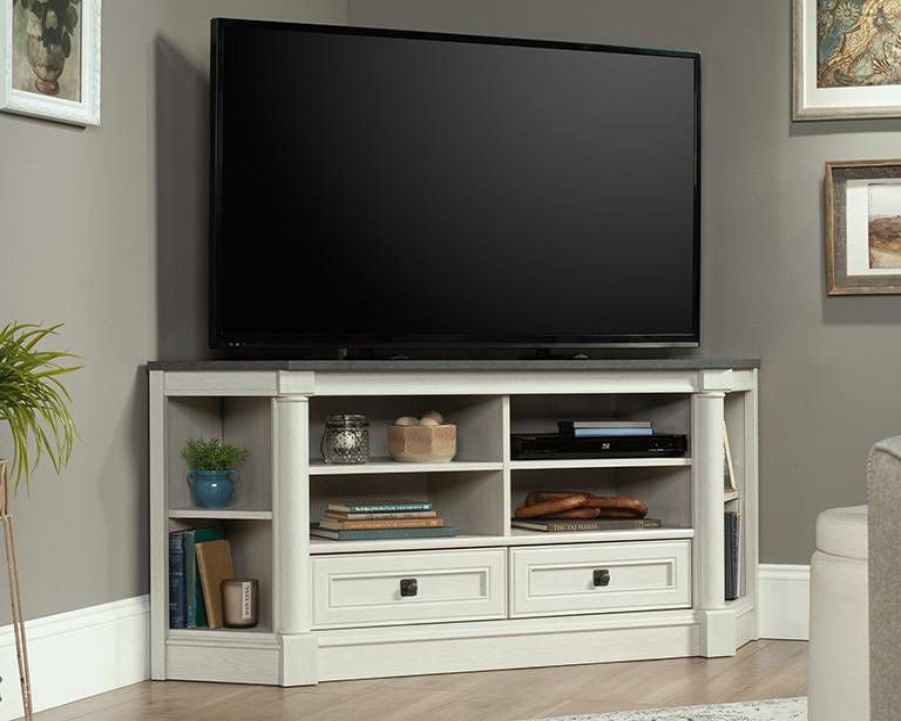 Storage Credenza * | Hot Selling Corner Credenza/Tv Stand In Glacier Oak Sauder 432727