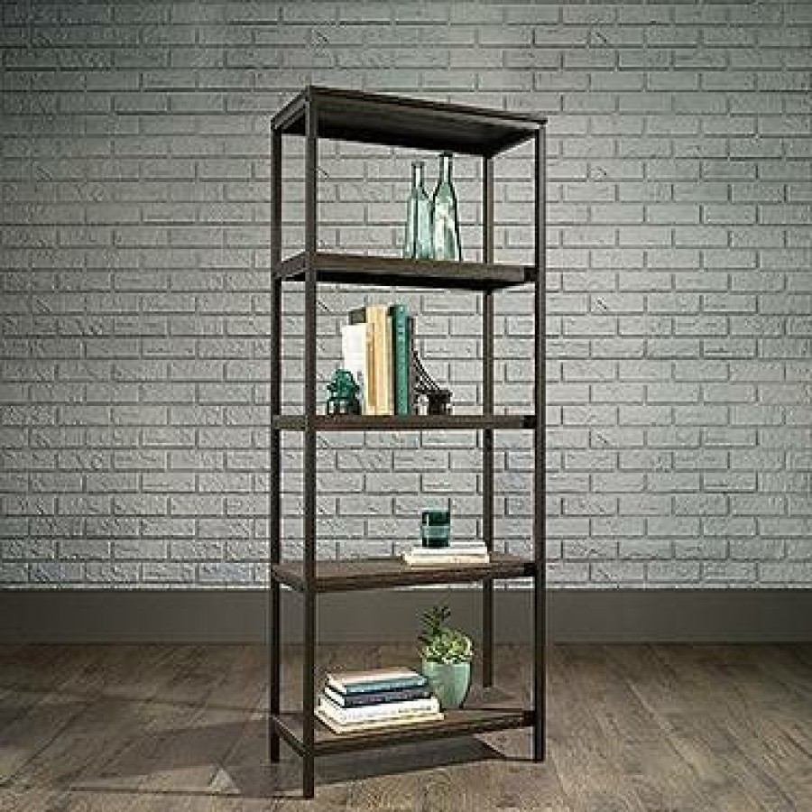 Bookcases & Shelves * | Hot Selling North Avenue Tall Bookcase In Smoked Oak Sauder 423023