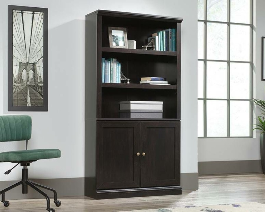 Bookcases & Shelves * | Clearance Sale 5 Shelf Bookcase W/ Doors In Estate Black Sauder 426412