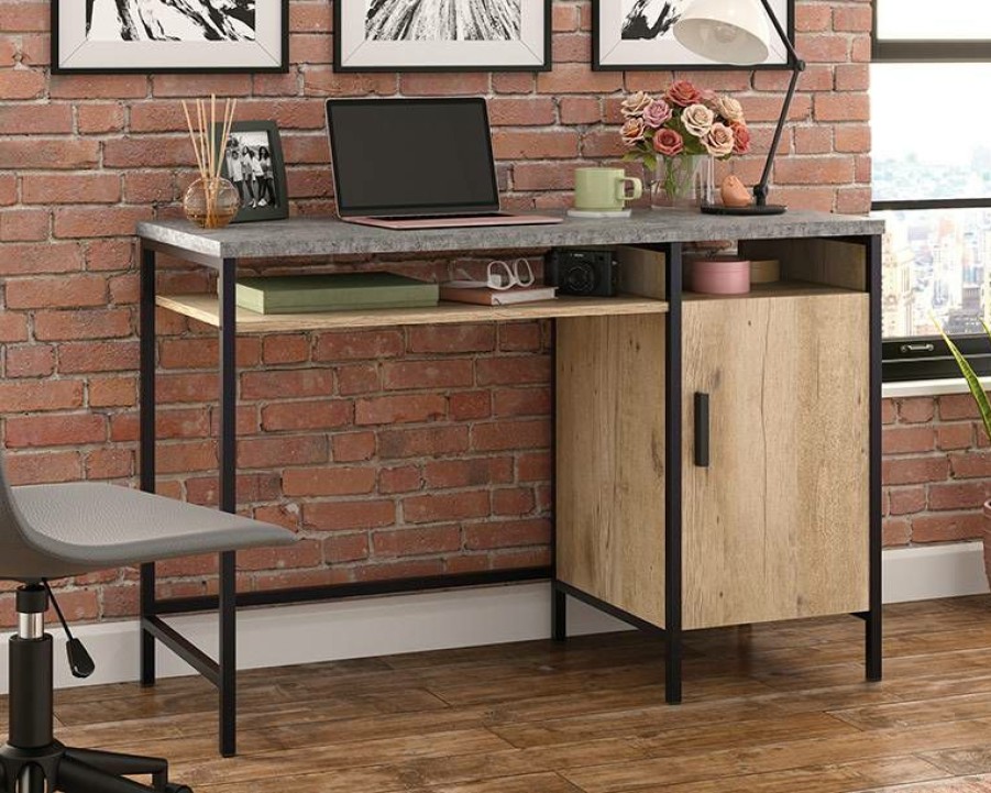 Desks * | Popular Market Commons Single Pedestal Desk In Prime Oak Sauder 431296