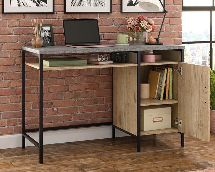 Desks * | Popular Market Commons Single Pedestal Desk In Prime Oak Sauder 431296