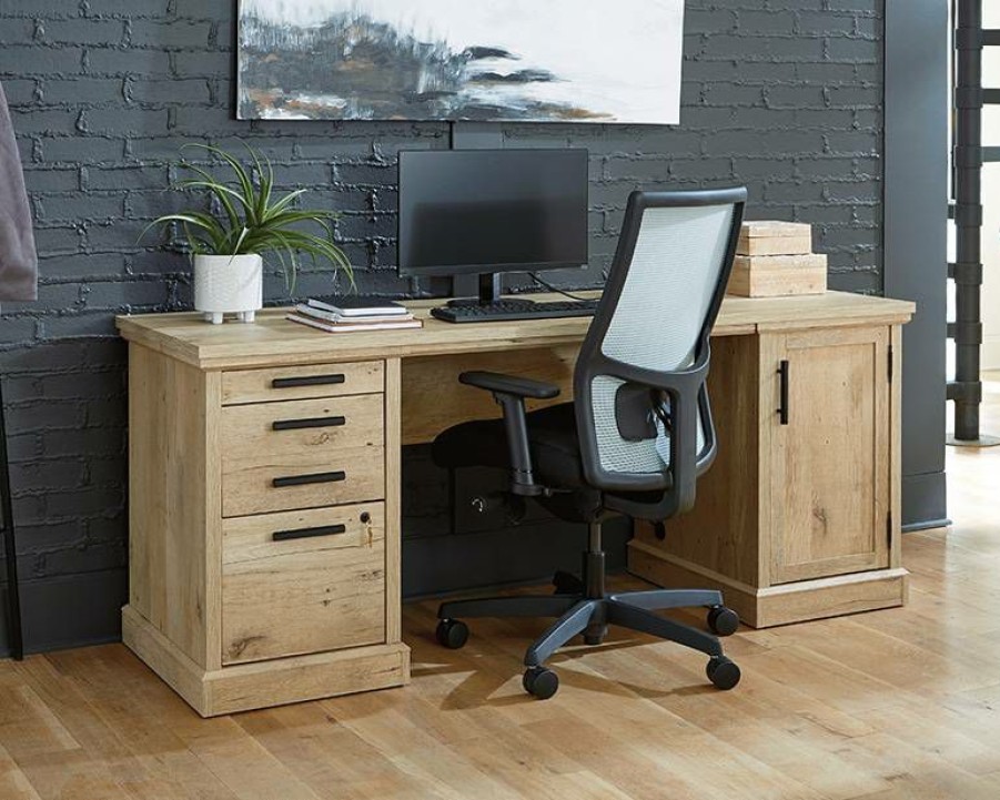 Desks * | Reliable Quality Mason Peak 72 Commercial Credenza Desk In Prime Oak Sauder 427805