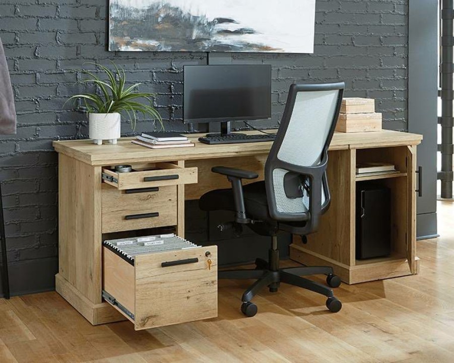 Desks * | Reliable Quality Mason Peak 72 Commercial Credenza Desk In Prime Oak Sauder 427805