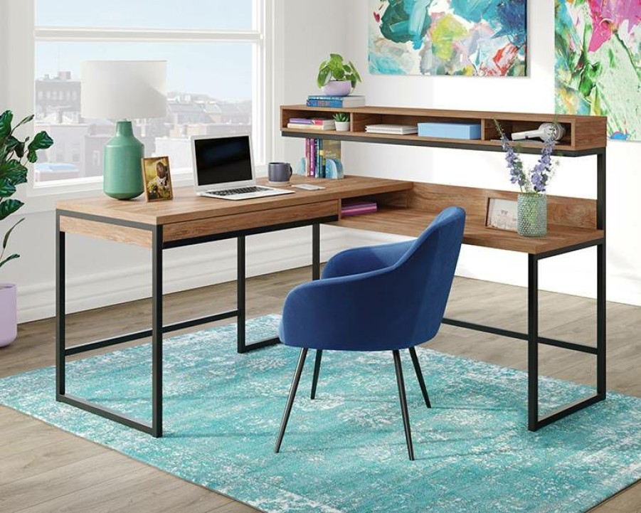 Desks * | Best Quality Manhattan Gate Modern L-Shaped Desk In Sindoori Mango Sauder 430361