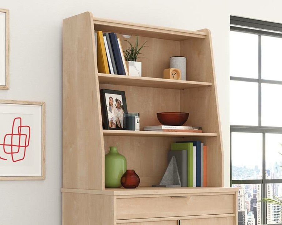 Storage Credenza * | Low Price 2-Shelf Library Storage Hutch In Natural Maple Sauder 433363