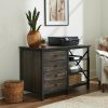 Storage Credenza * | Fashion Industrial Metal & Wood Credenza With Drawers Sauder 427849