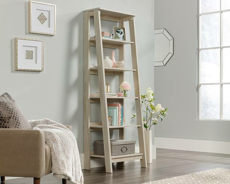 Bookcases & Shelves * | Clearance Trestle 5-Shelf Bookcase In Chalked Chestnut Sauder 424122