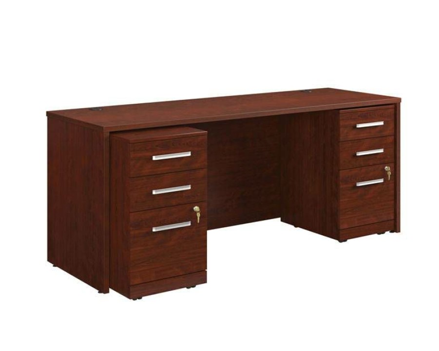 Desks * | Popular Affirm 72 X 24 She 3 Drwr Peds Ste Cc A3 In Classic Cherry Sauder 430198