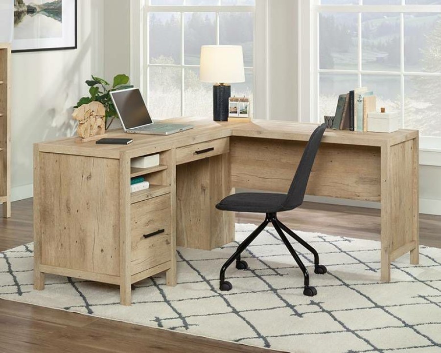 Desks * | Reliable Quality L-Shaped Home Office Desk In Prime Oak Sauder 433562