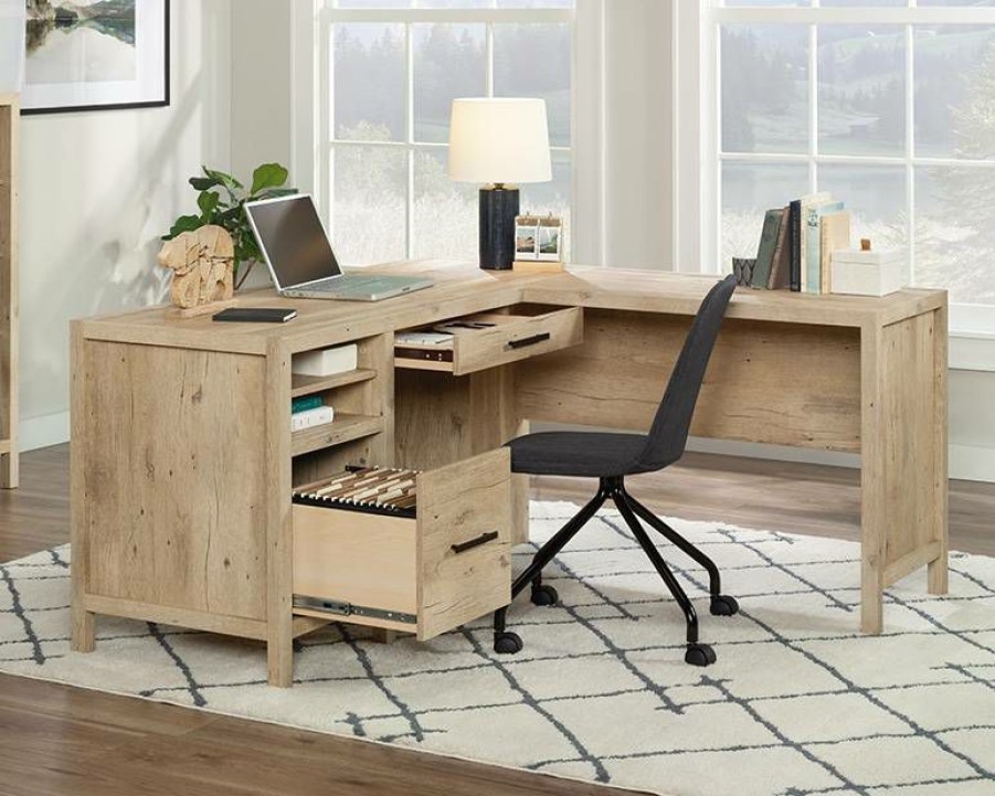 Desks * | Reliable Quality L-Shaped Home Office Desk In Prime Oak Sauder 433562