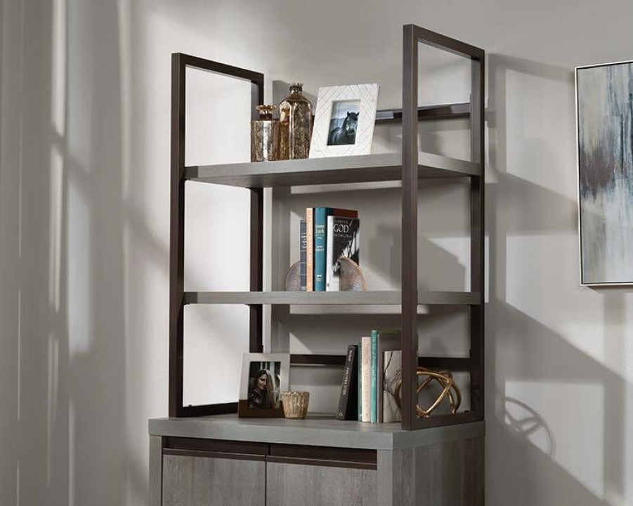 Bookcases & Shelves * | Hot Selling Manhattan Gate 2-Shelf Library Hutch In Mystic Oak Finish Sauder 429251