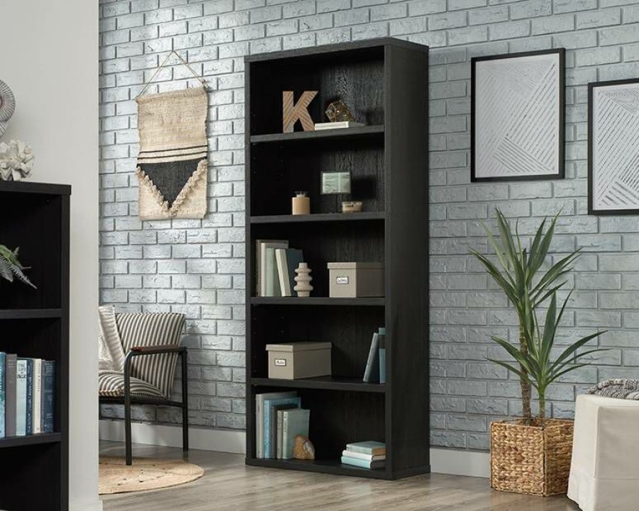 Bookcases & Shelves * | Best Quality 5-Shelf Display Bookcase In Raven Oak Finish Sauder 427262