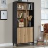 Bookcases & Shelves * | Less Expensive Acadia Way 5-Shelf Tall Bookcase With Doors In Raven Oak Sauder 430754