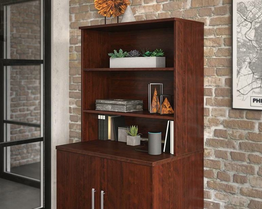 Storage Credenza * | Best Quality 2-Shelf File Cabinet Hutch In Classic Cherry Sauder 426302