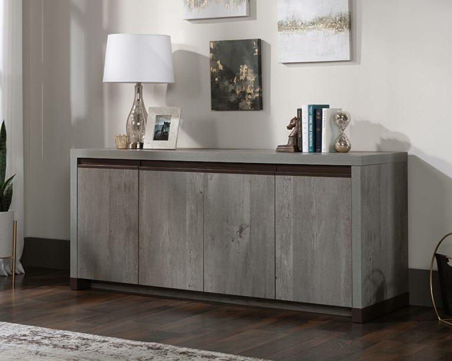 Storage Credenza * | Latest Fashion Modern Office Credenza In Mystic Oak Finish Sauder 429256