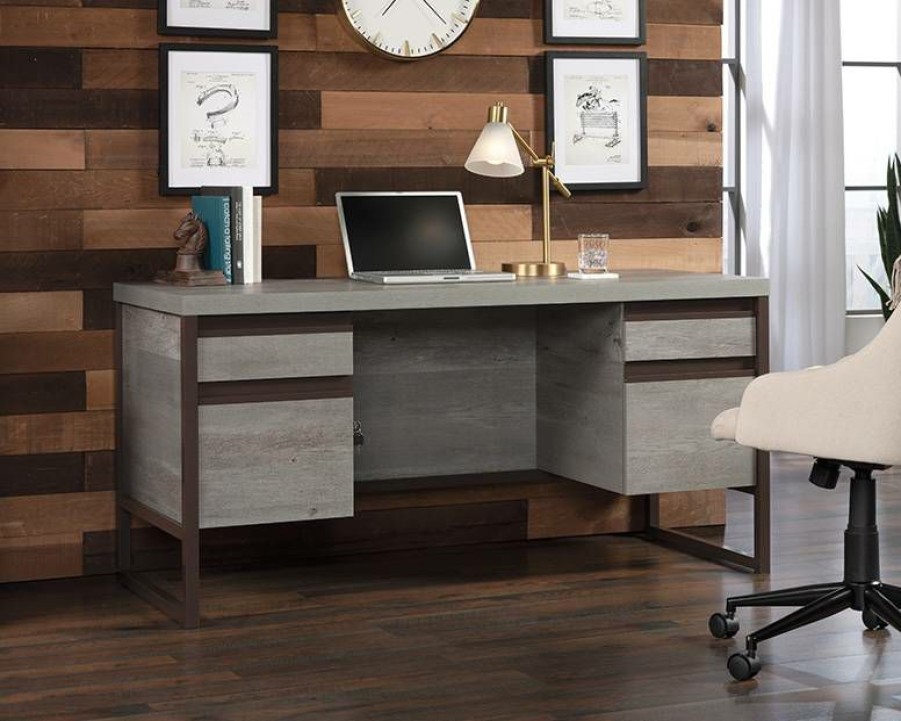 Desks * | Best Quality Modern 4-Drawer Office Desk In Mystic Oak Sauder 429258