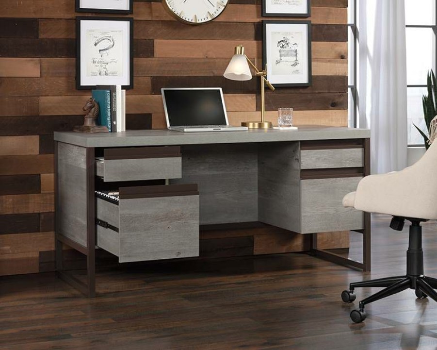 Desks * | Best Quality Modern 4-Drawer Office Desk In Mystic Oak Sauder 429258