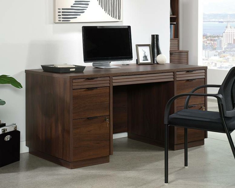 Desks * | High Quality Palo Alto 60 Commercial Executive Desk In Spiced Mahogany Sauder 427792