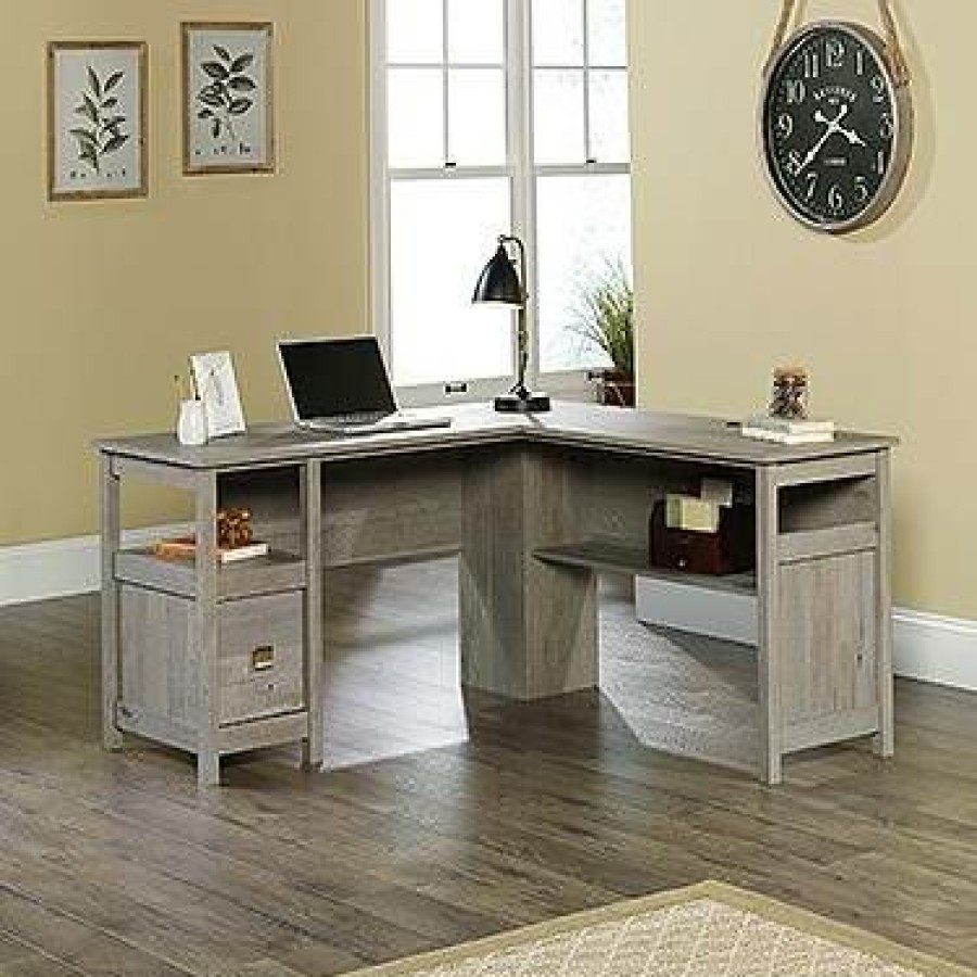 Desks * | Best Quality Cannery Bridge L-Shaped Desk In Mystic Oak Sauder 422878