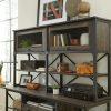 Desks * | Special Style Steel River Industrial Hutch For Credenza Or L-Desk In Carbon Oak Sauder 427852