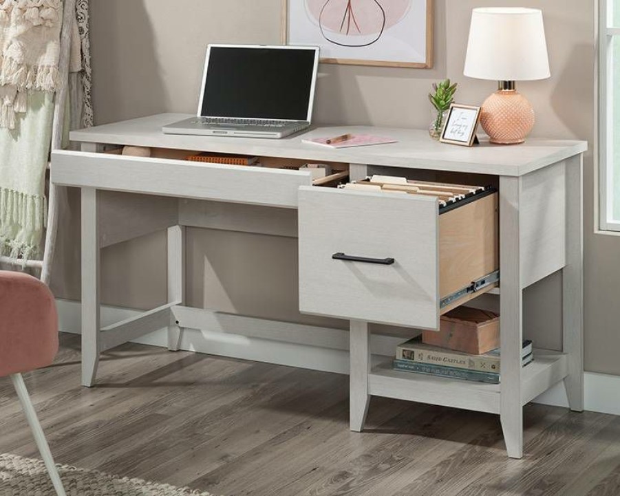 Desks * | Fashionable Summit Station Single Pedestal Desk In Glacier Oak Sauder 432012