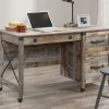 Desks * | High Quality Carson Forge Single Pedestal Desk With Drawers In Rustic Cedar Sauder 431581