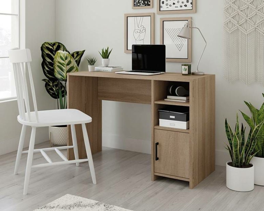 Desks * | Quick Delivery Oak Finish Computer Desk With Storage Sauder 429357