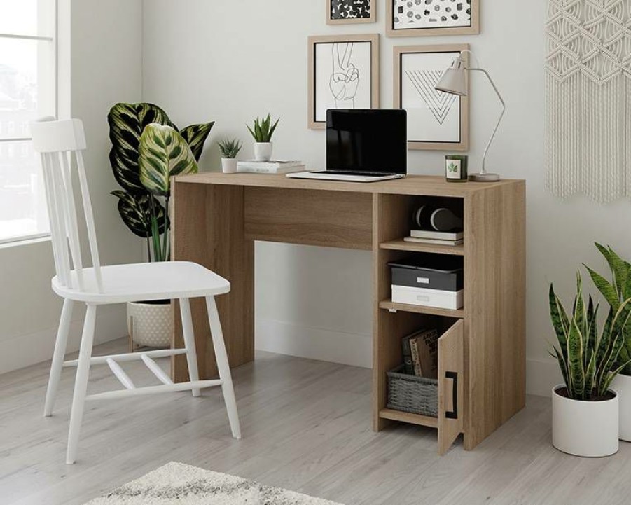 Desks * | Quick Delivery Oak Finish Computer Desk With Storage Sauder 429357