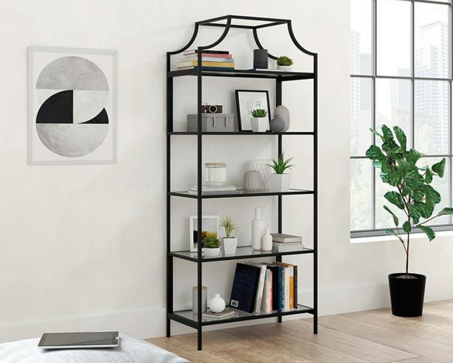 Bookcases & Shelves * | Top Selling Harvey Park Bookcase In Black Sauder 425784