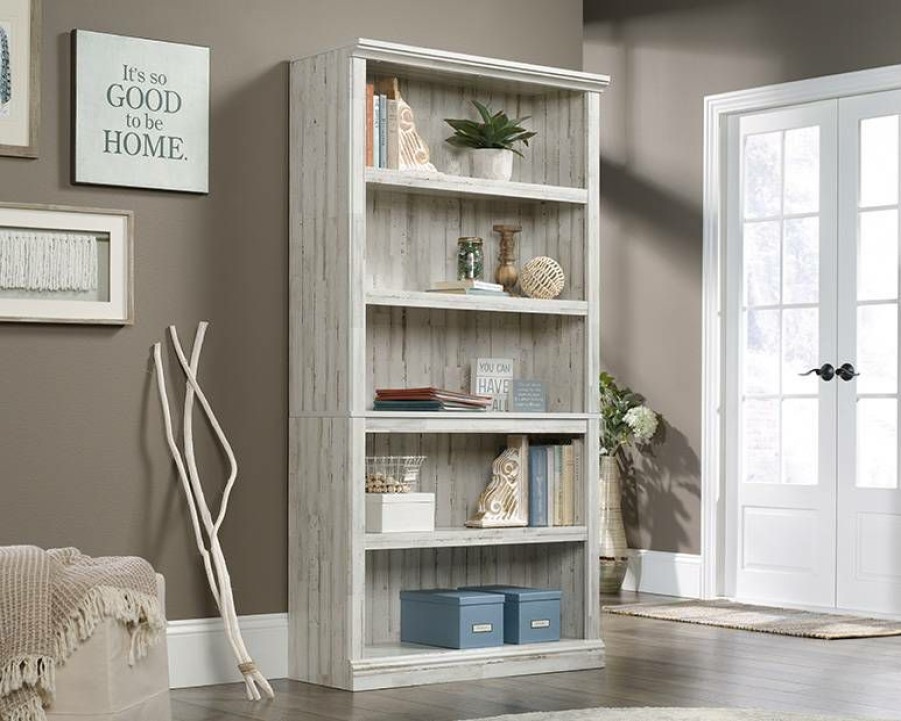 Bookcases & Shelves * | New 5 Shelf Bookcase In White Plank Sauder 426423