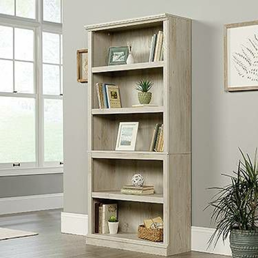 Bookcases & Shelves * | Low Price Miscellaneous Storage 5-Shelf Bookcase In Chalked Chestnut Sauder 423033