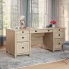 Desks * | New Executive Double Pedestal Desk In Chalk Oak Sauder 428246